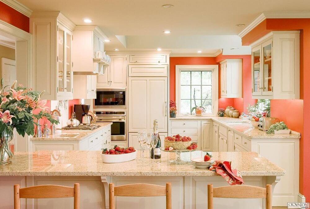 Mẫu nhà bếp đẹp lãng mạn với sắc hồng
