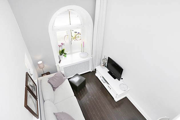 Mẫu thiết kế căn hộ nhỏ tiện nghi với sắc trắng tinh khôi