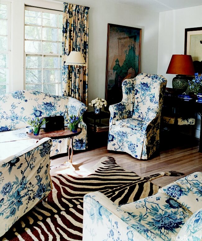 Thiết kế nội thất và màu sắc sơn nhà đẹp với sắc xanh-trắng cổ điển